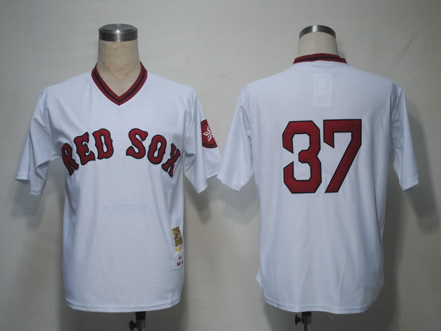 Mitchell and Ness Red Sox #37 Bill Lee White Stitched Throwback MLB Jersey - Click Image to Close